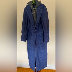7 For All Mankind Woman’s Long Trench Coat with Removable Hoodie, Size M